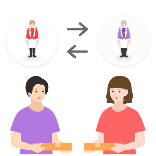 グッズを交換するユーザーのイラスト